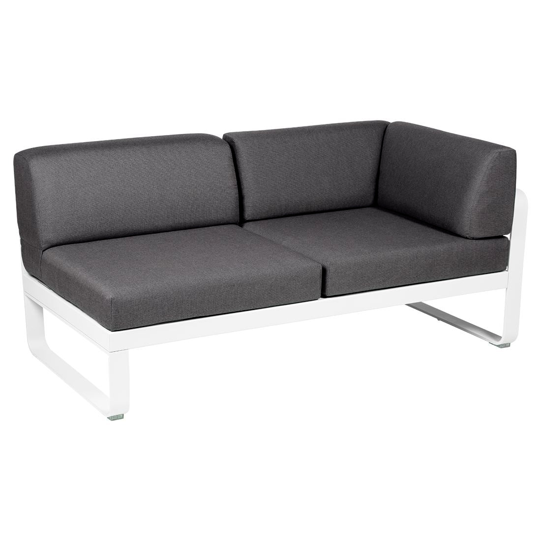 Fermob Bellevie Module d'angle - droit 2 places Blanc coton 01 Gris graphite A3