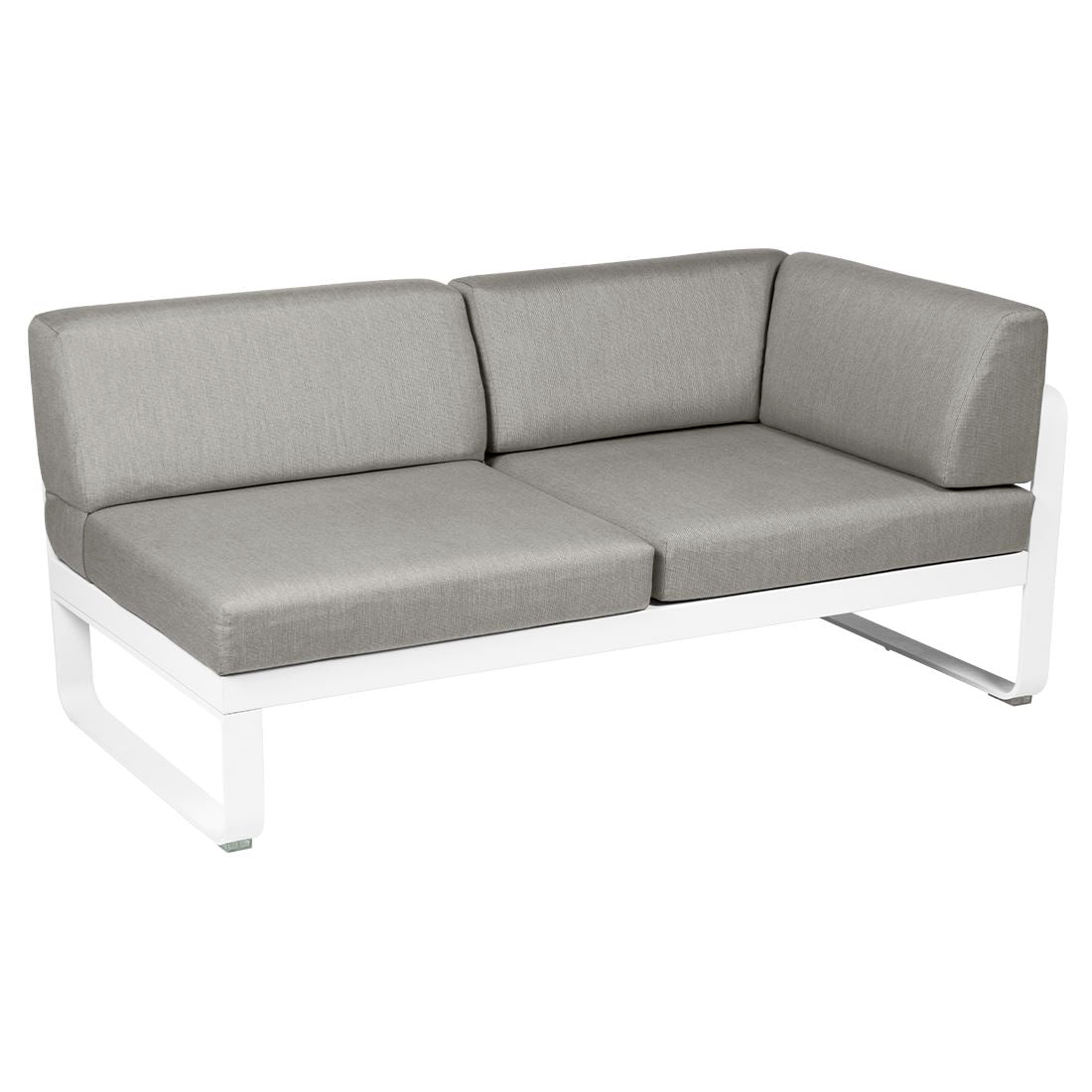 Fermob Bellevie Module d'angle - droit 2 places Blanc coton 01 Taupe grisé B8
