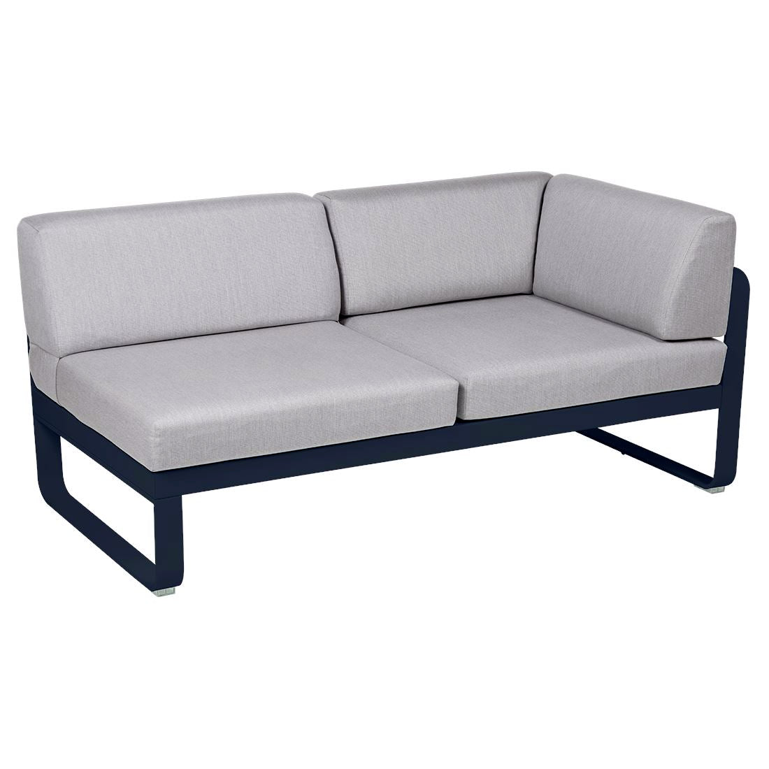 Fermob Bellevie Module d'angle - droit 2 places Bleu abysse 92 Gris flanelle 79