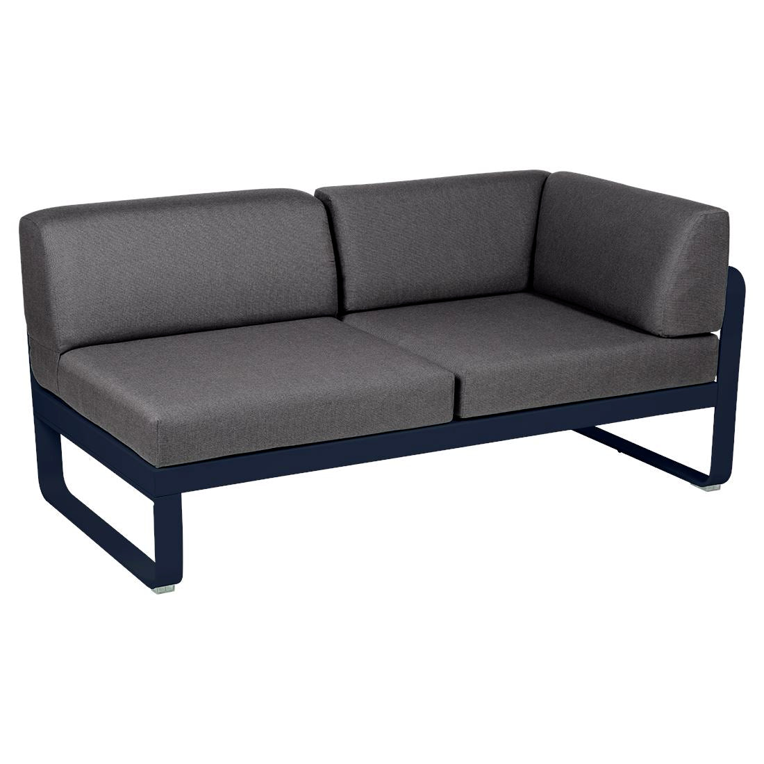 Fermob Bellevie Module d'angle - droit 2 places Bleu abysse 92 Gris graphite A3