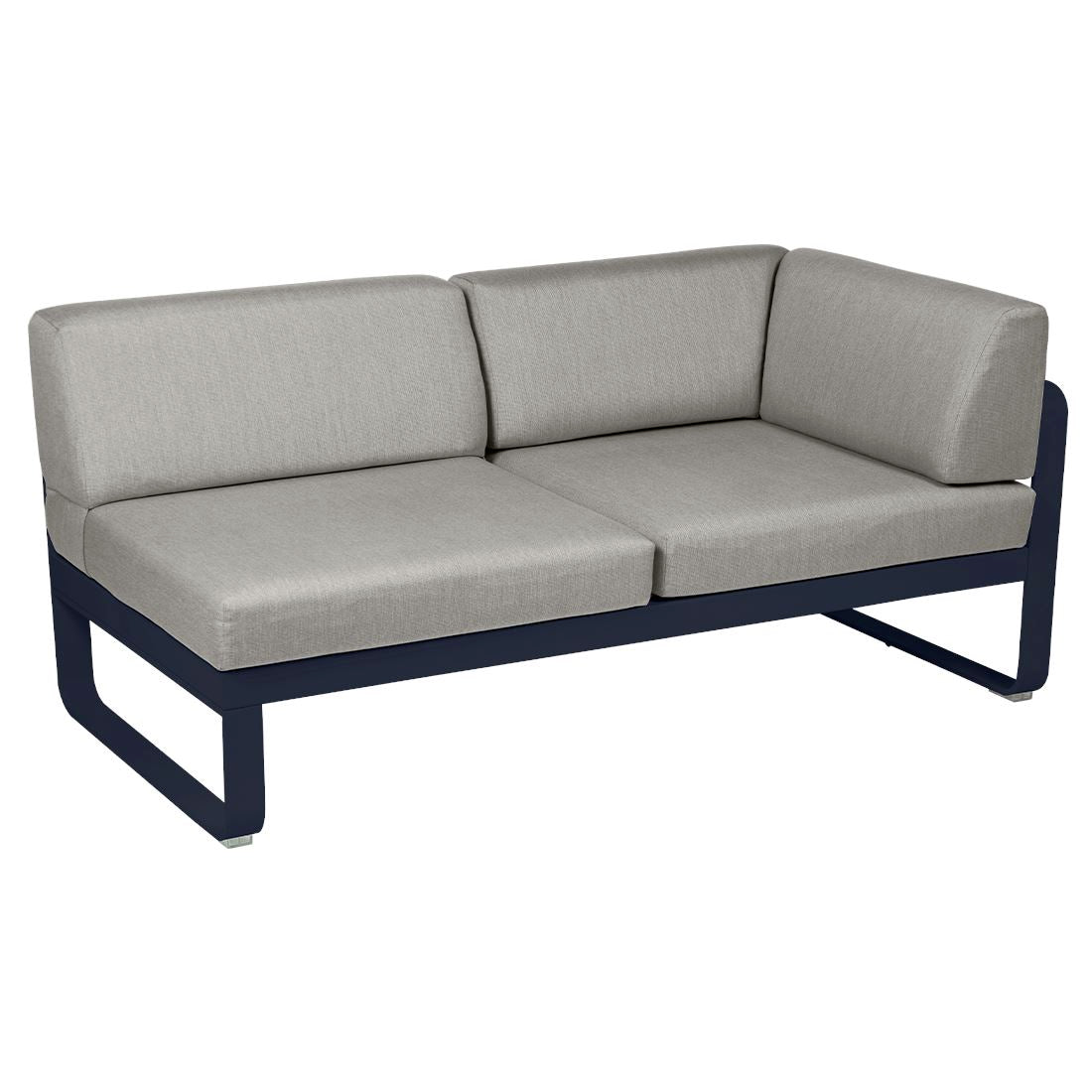 Fermob Bellevie Module d'angle - droit 2 places Bleu abysse 92 Taupe grisé B8