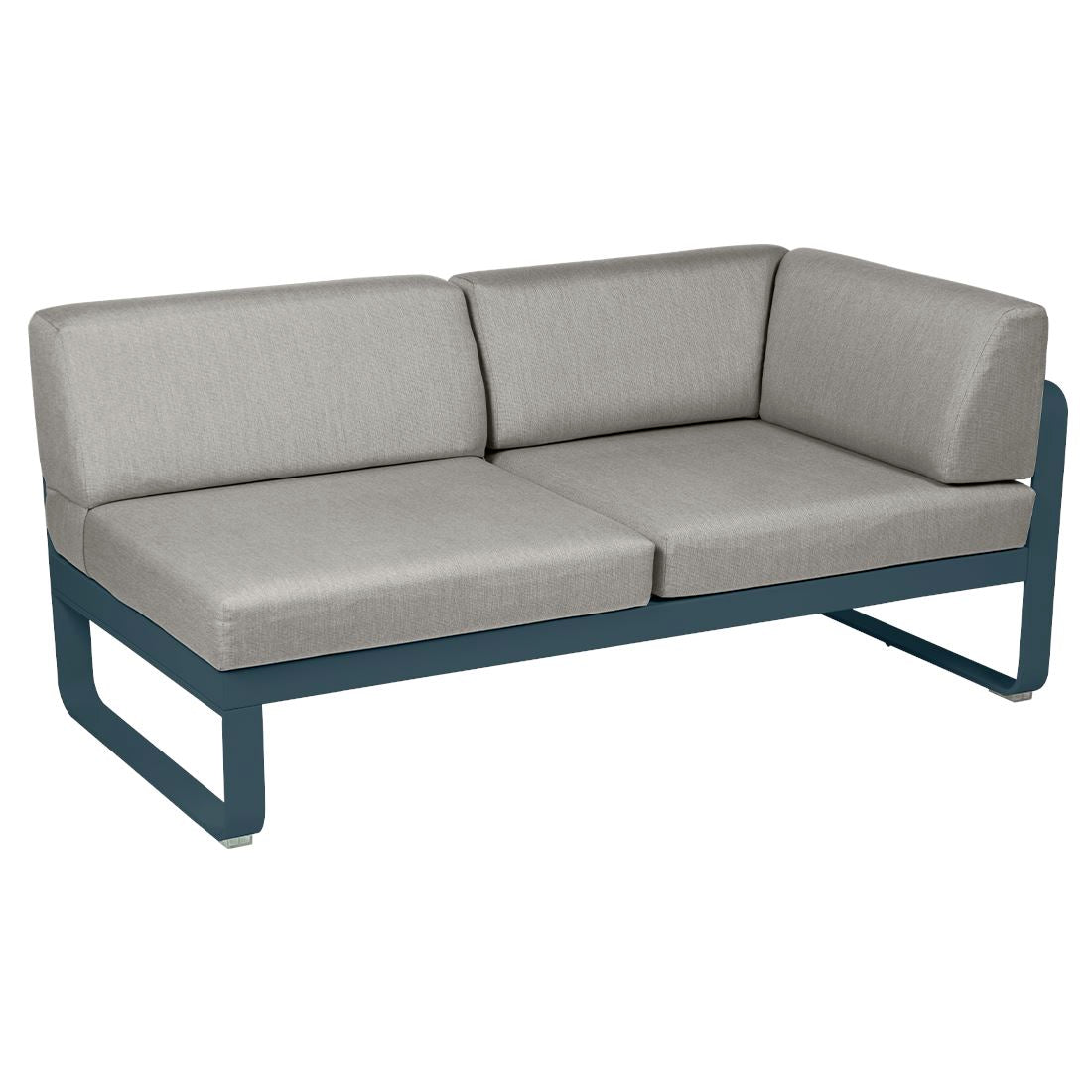Fermob Bellevie Module d'angle - droit 2 places Bleu acapulco 21 Taupe grisé B8