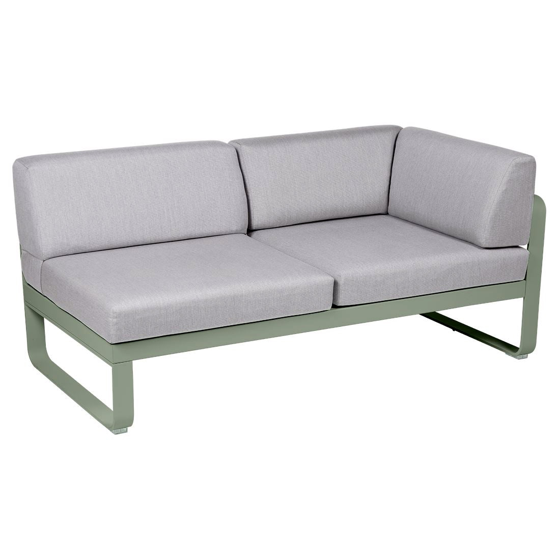 Fermob Bellevie Module d'angle - droit 2 places Cactus 82 Gris flanelle 79