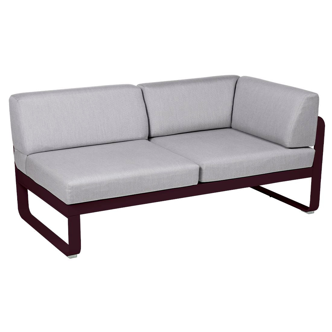 Fermob Bellevie Module d'angle - droit 2 places Cerise noire B9 Gris flanelle 79