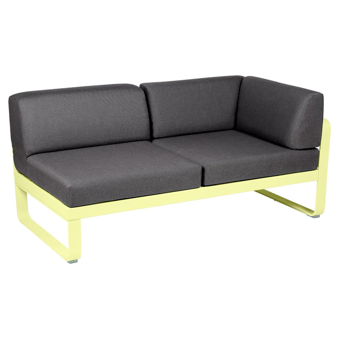 Fermob Bellevie Module d'angle - droit 2 places Citron givré A6 Gris graphite A3