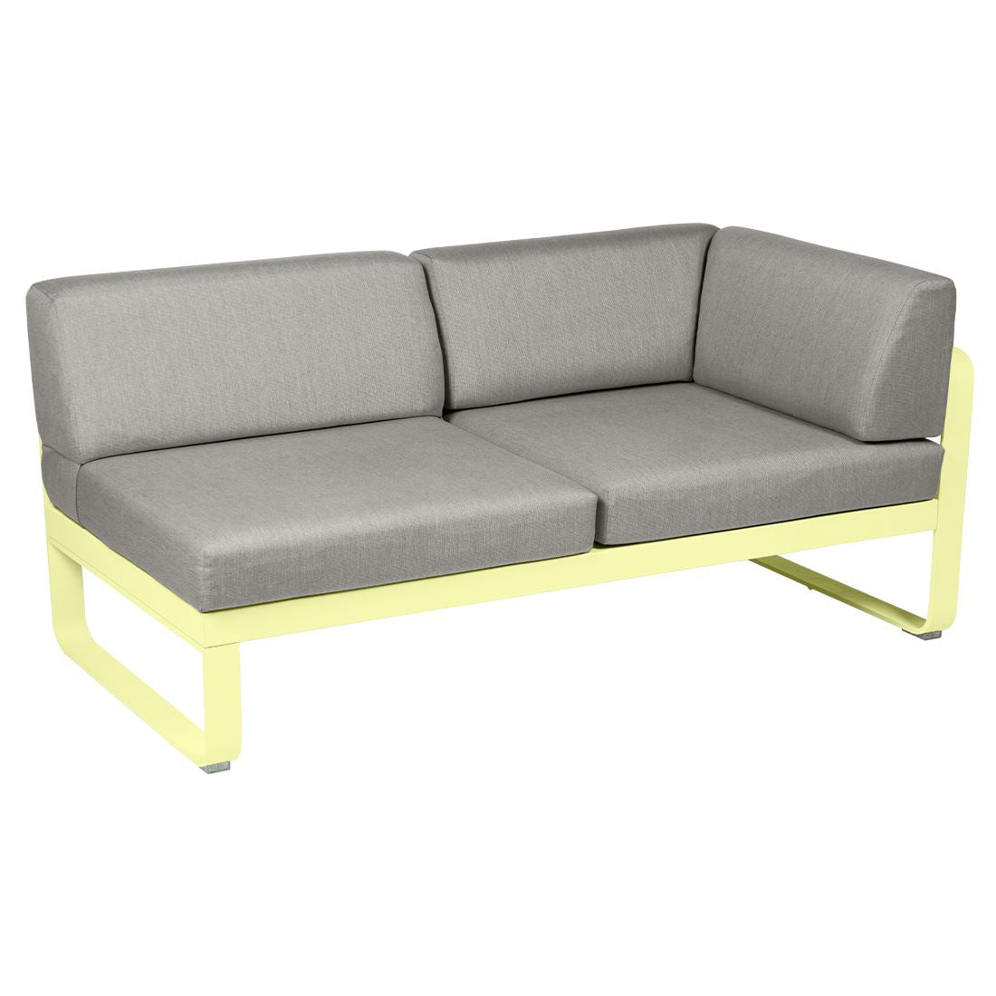 Fermob Bellevie Module d'angle - droit 2 places Citron givré A6 Taupe grisé B8