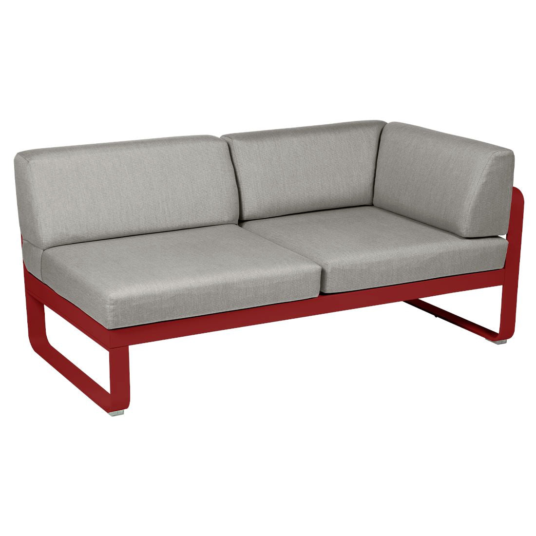 Fermob Bellevie Module d'angle - droit 2 places Coquelicot 67 Taupe grisé B8