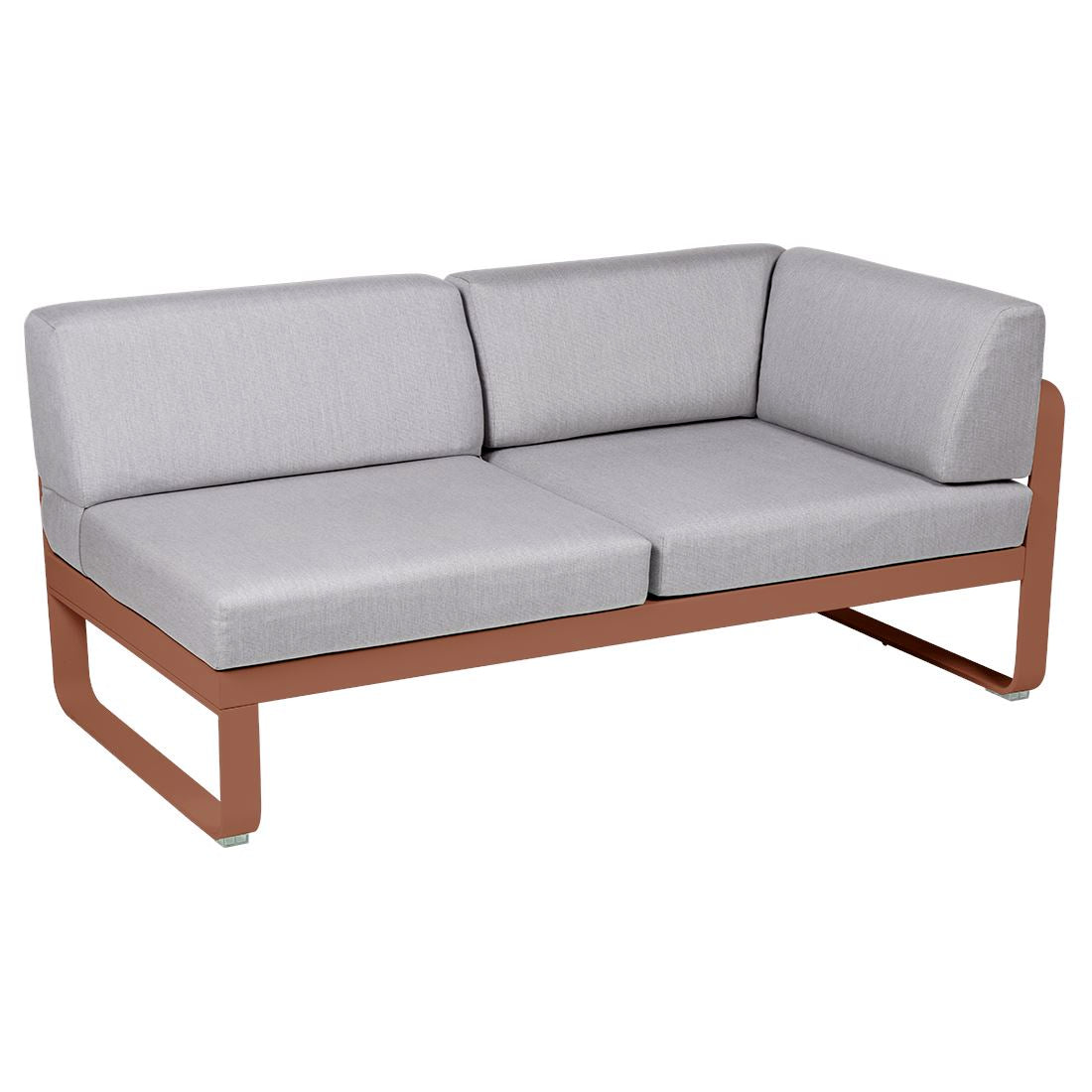 Fermob Bellevie Module d'angle - droit 2 places Ocre rouge 20 Gris flanelle 79