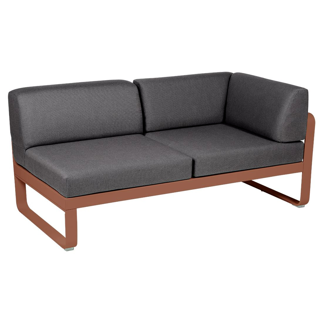 Fermob Bellevie Module d'angle - droit 2 places Ocre rouge 20 Gris graphite A3