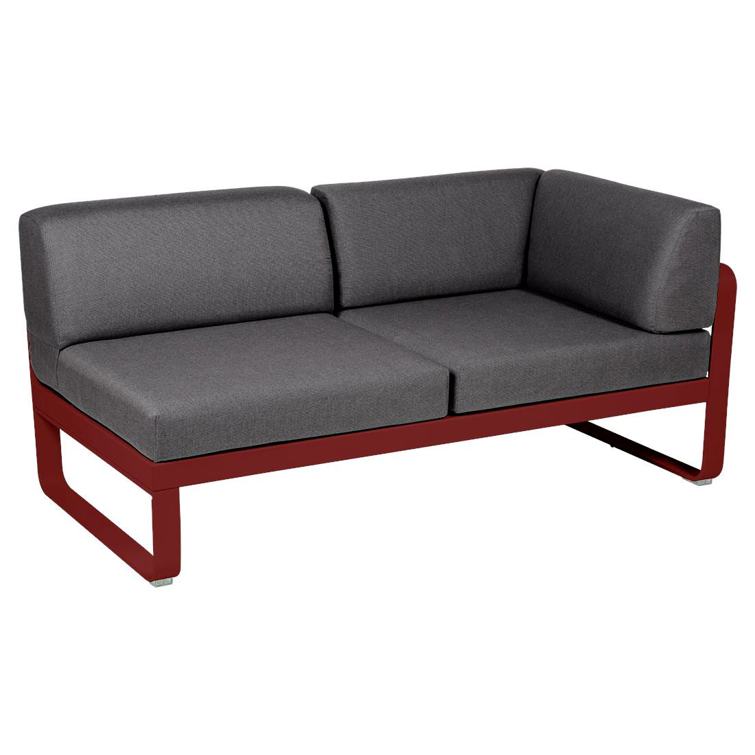 Fermob Bellevie Module d'angle - droit 2 places Piment 43 Gris graphite A3