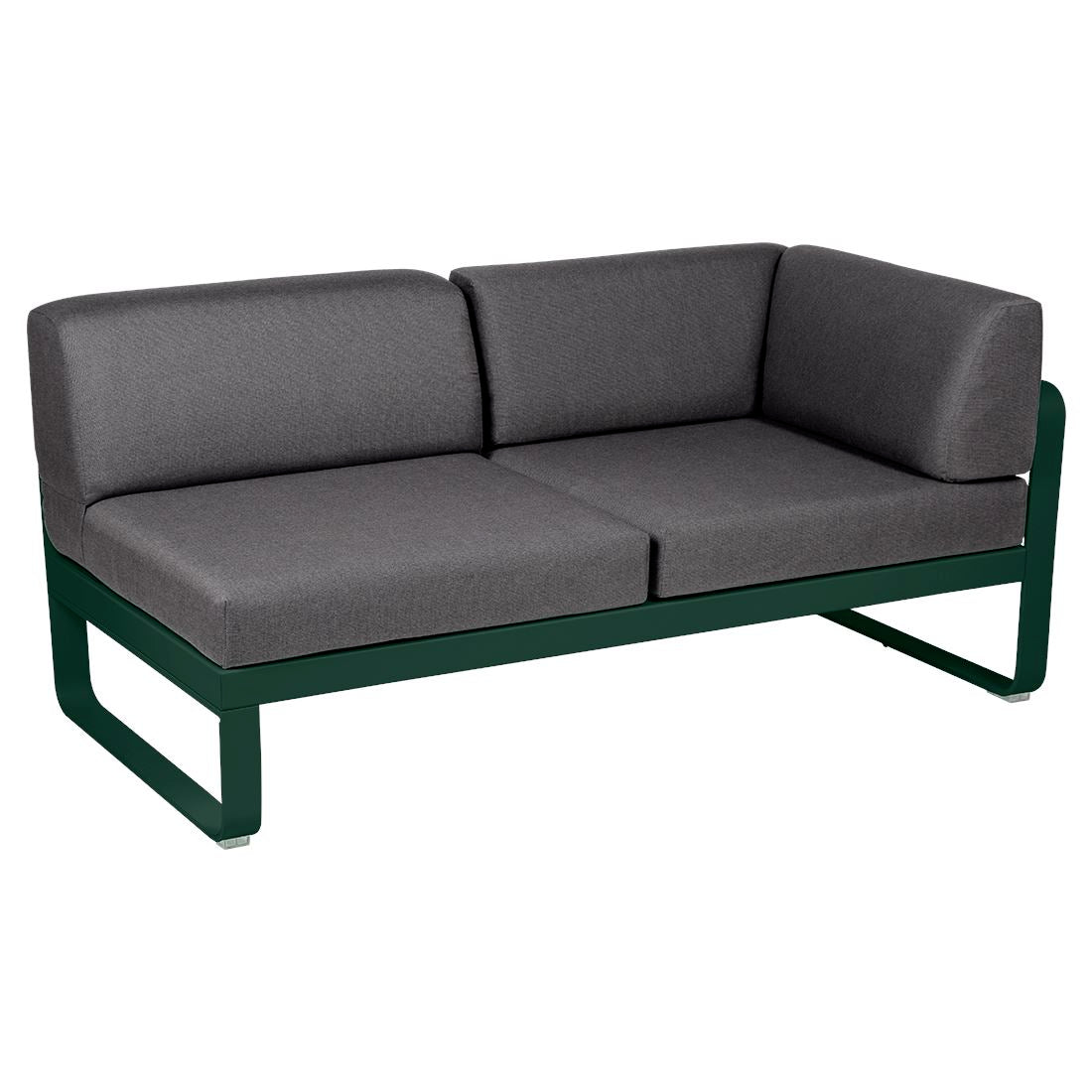 Fermob Bellevie Module d'angle - droit 2 places Vert cèdre 02 Gris graphite A3