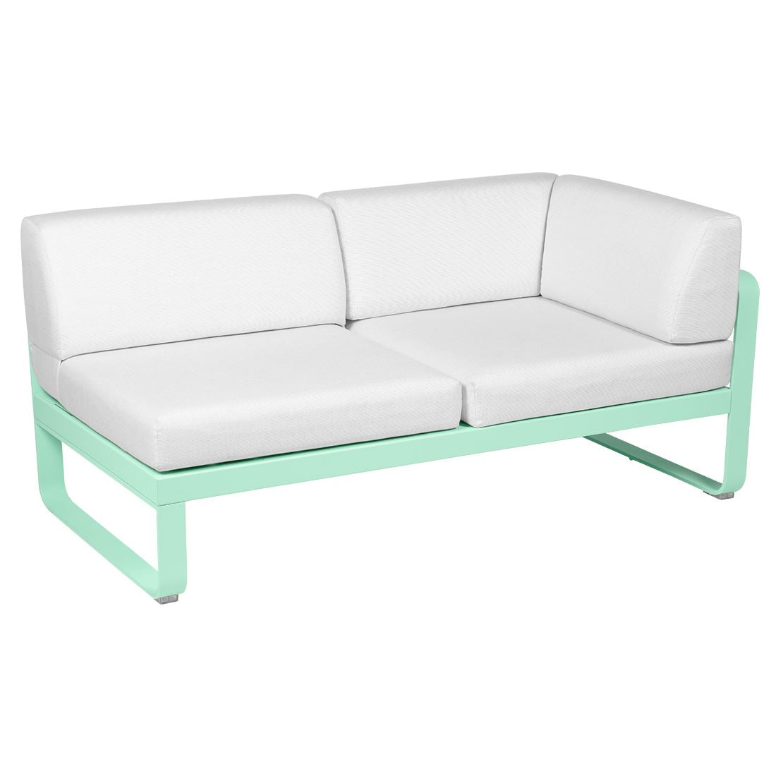 Fermob Bellevie Module d'angle - droit 2 places Vert opaline 83 Blanc grisé 81