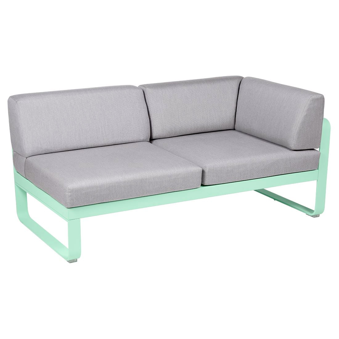 Fermob Bellevie Module d'angle - droit 2 places Vert opaline 83 Gris flanelle 79