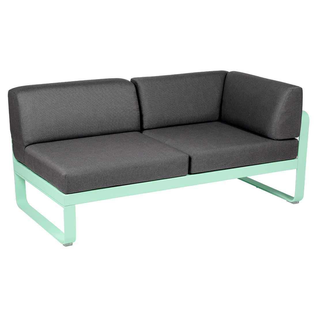 Fermob Bellevie Module d'angle - droit 2 places Vert opaline 83 Gris graphite A3