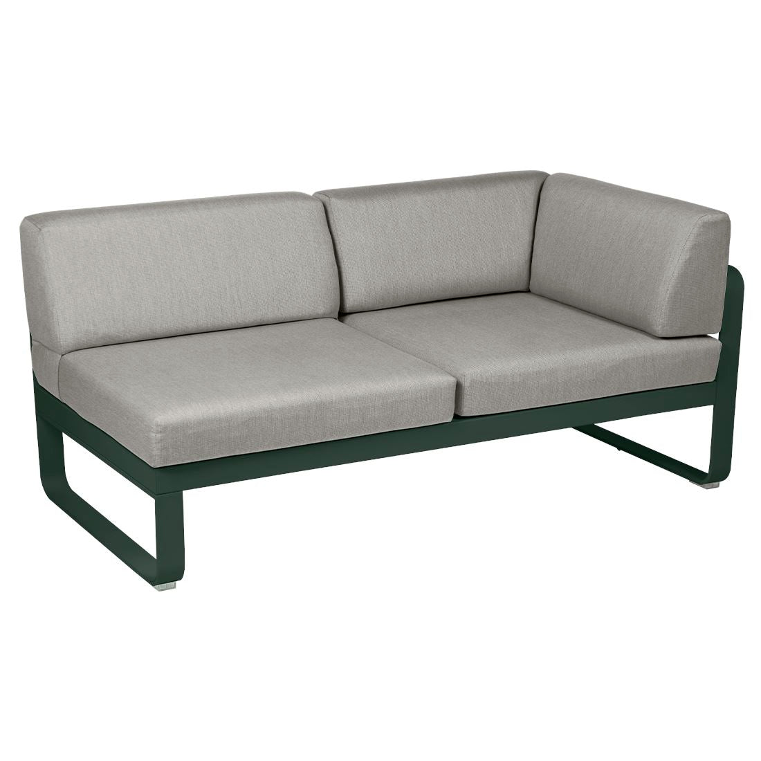 Fermob Bellevie Module d'angle - droit 2 places Vert opaline 83 Taupe grisé B8