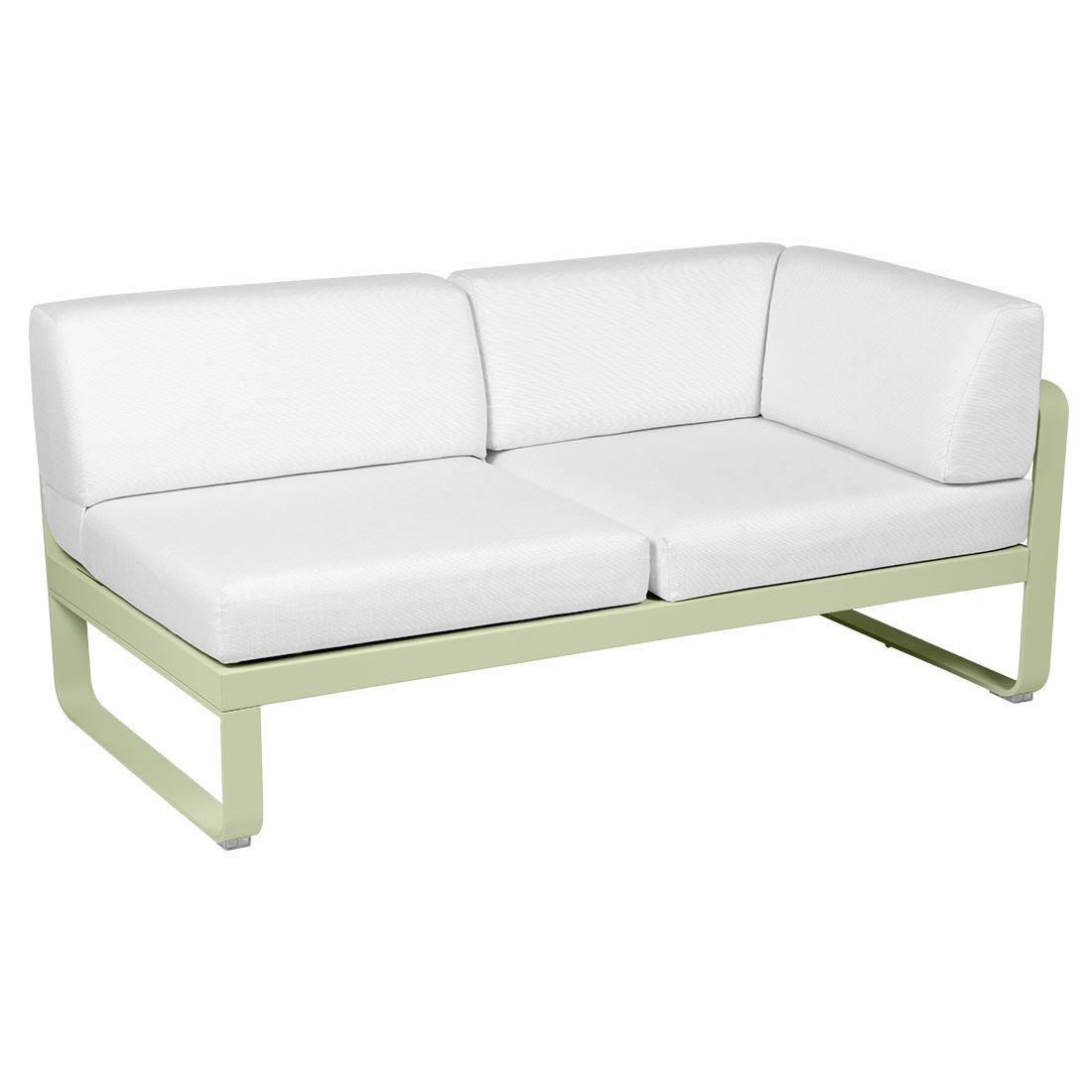 Fermob Bellevie Module d'angle - droit 2 places Vert tilleul 65 Blanc grisé 81
