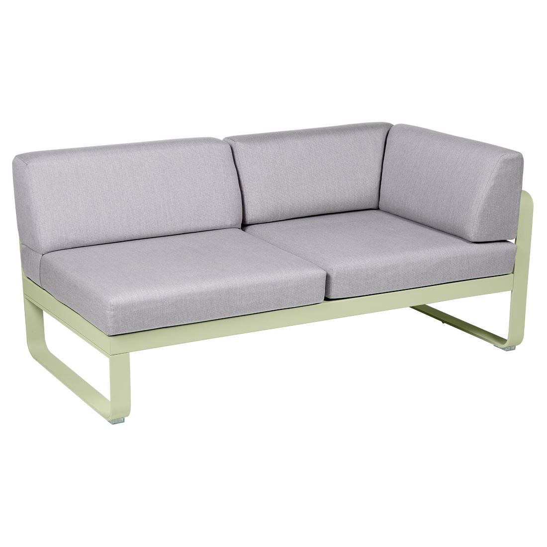 Fermob Bellevie Module d'angle - droit 2 places Vert tilleul 65 Gris flanelle 79
