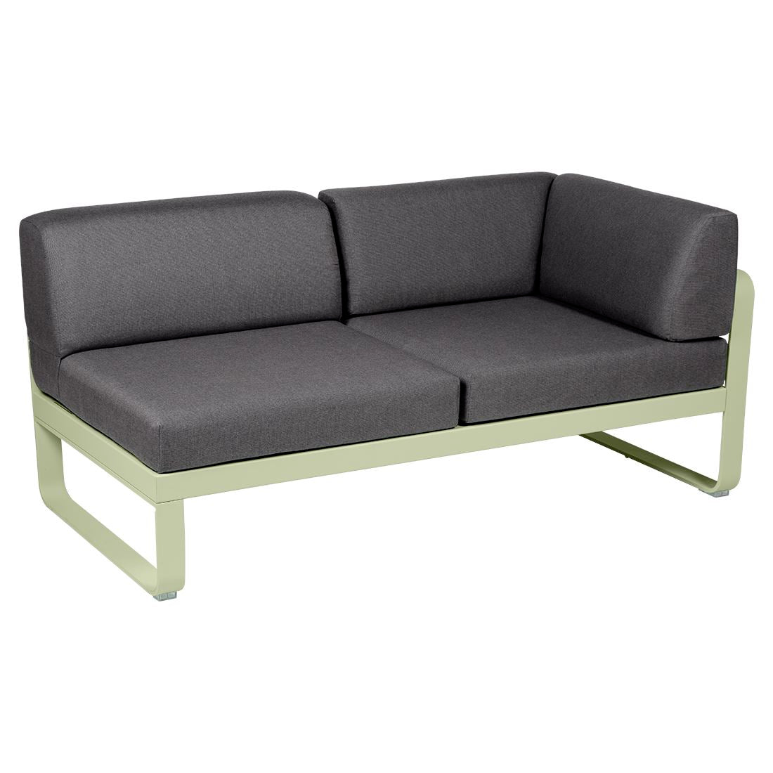 Fermob Bellevie Module d'angle - droit 2 places Vert tilleul 65 Gris graphite A3