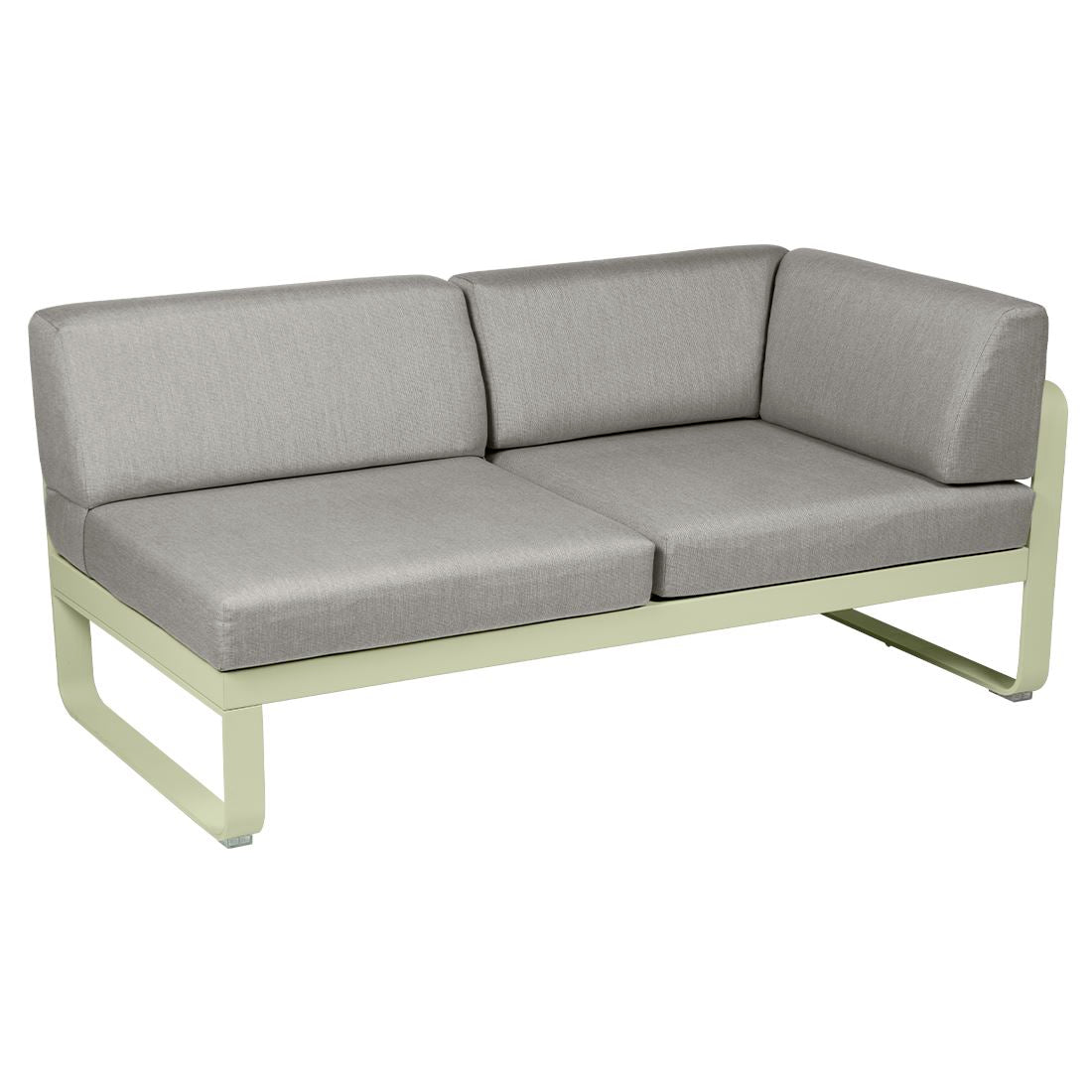 Fermob Bellevie Module d'angle - droit 2 places Vert tilleul 65 Taupe grisé B8