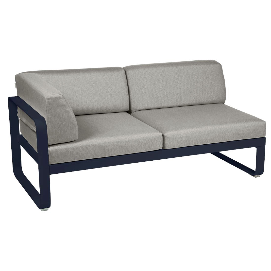 Fermob Bellevie Module d'angle - gauche 2 places Bleu abysse 92 Taupe grisé B8