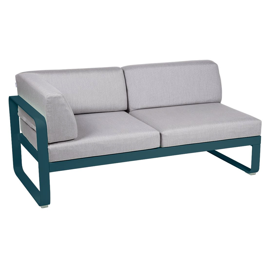 Fermob Bellevie Module d'angle - gauche 2 places Bleu acapulco 21 Gris flanelle 79