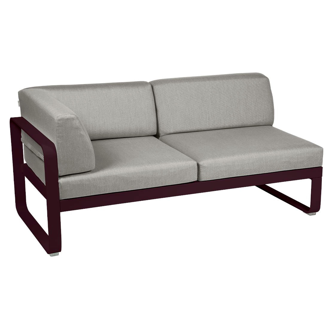 Fermob Bellevie Module d'angle - gauche 2 places Cerise noire B9 Taupe grisé B8