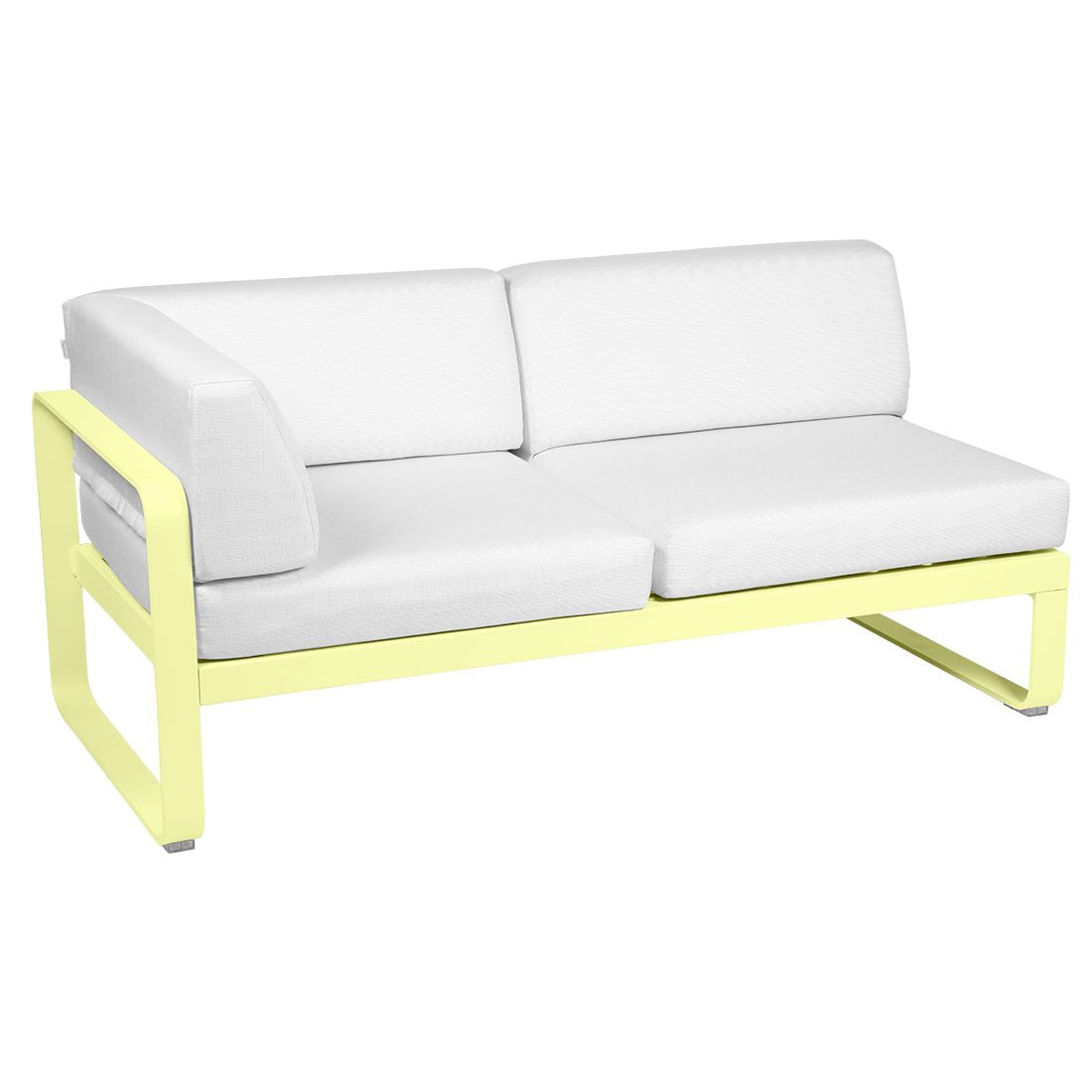 Fermob Bellevie Module d'angle - gauche 2 places Citron givré A6 Blanc grisé 81