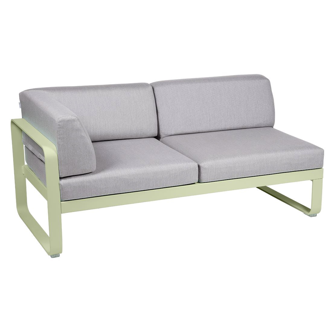 Fermob Bellevie Module d'angle - gauche 2 places Vert tilleul 65 Gris flanelle 79