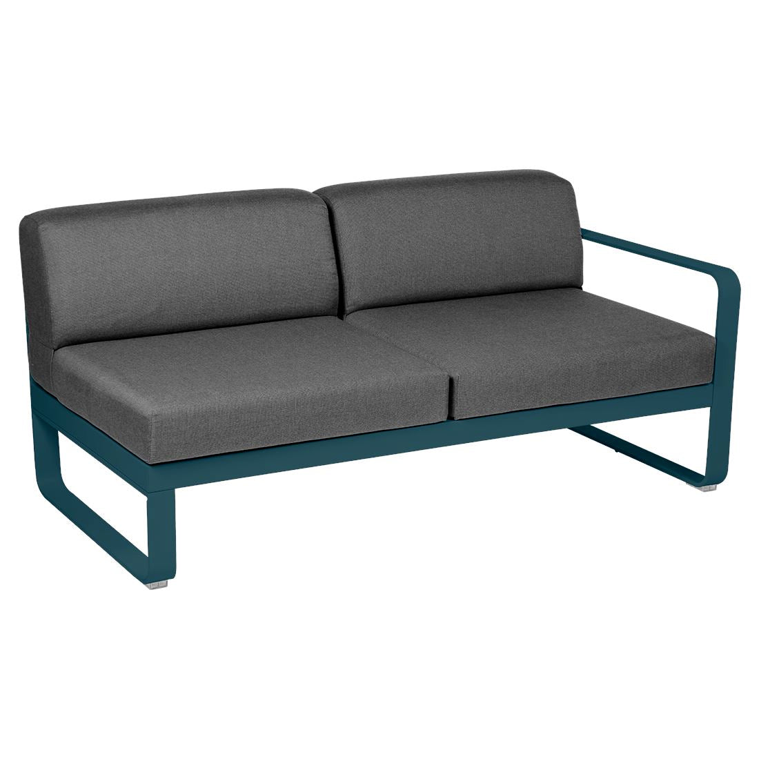 Fermob Bellevie Module droit 2 places Bleu acapulco 21 Gris graphite A3