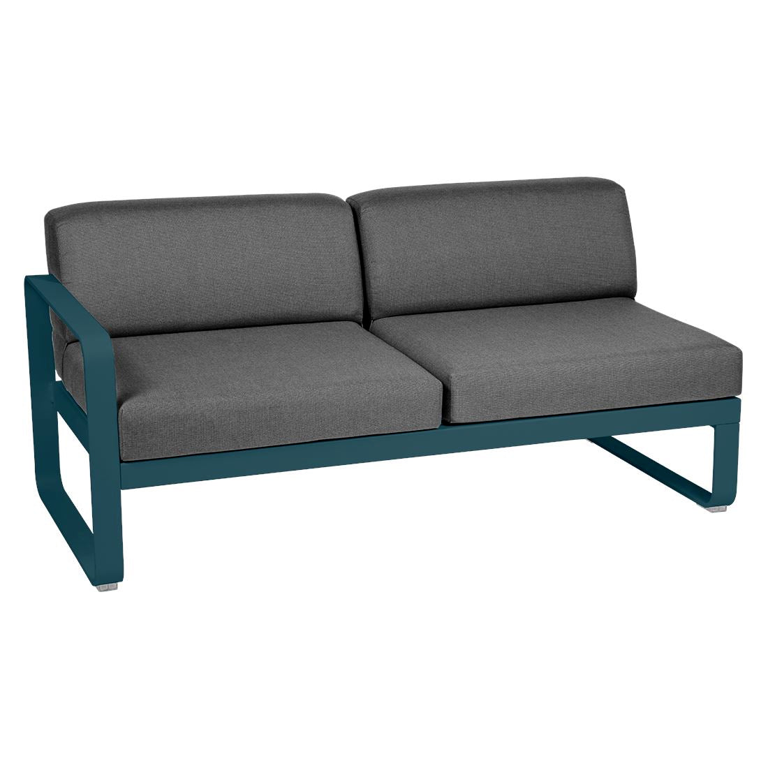 Fermob Bellevie Module gauche 2 places Bleu acapulco 21 Gris graphite A3