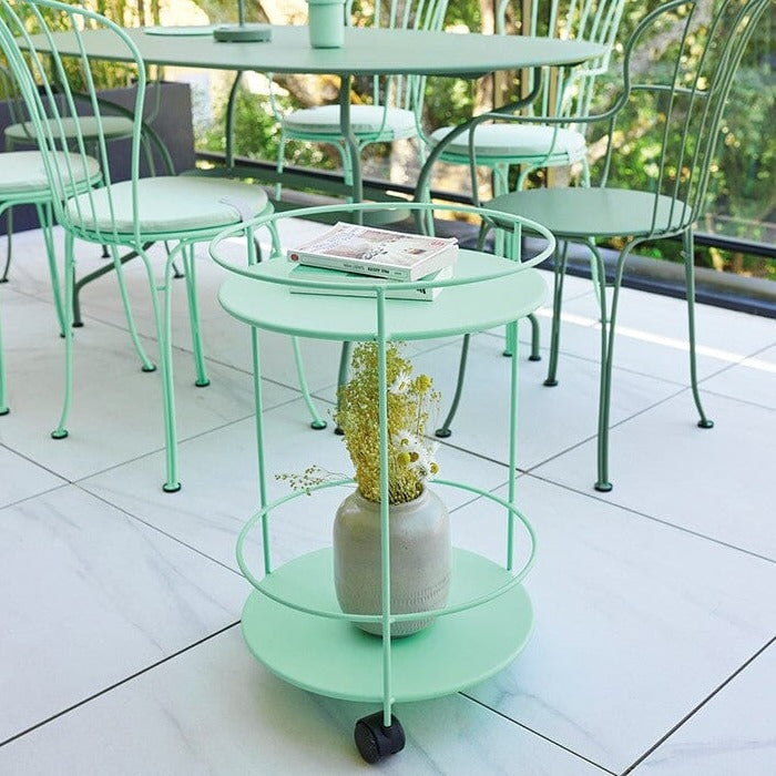 Fermob Guinguette Guéridon à roulettes double plateau plein