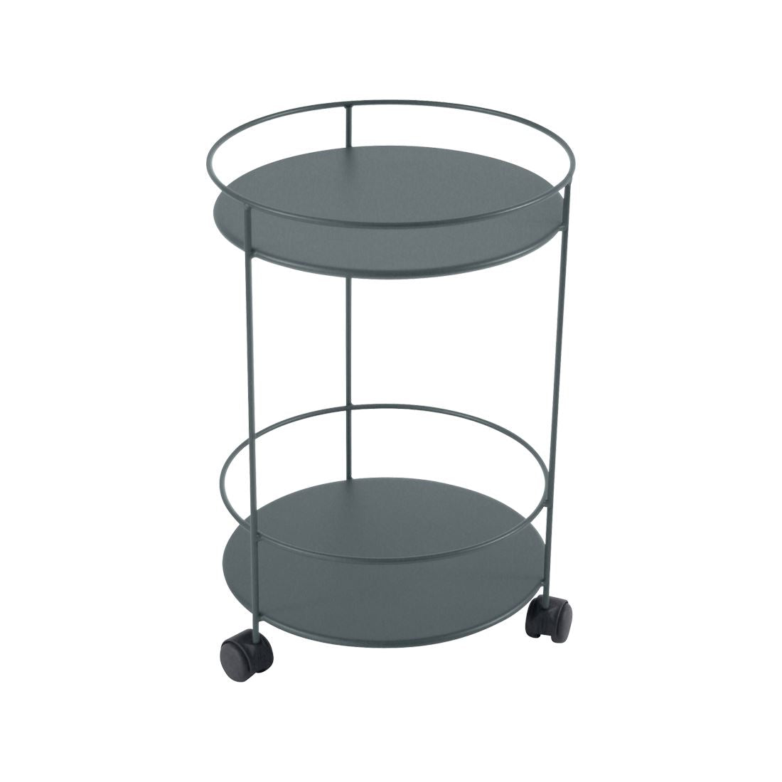 Fermob Guinguette Guéridon à roulettes double plateau plein Gris orage 26