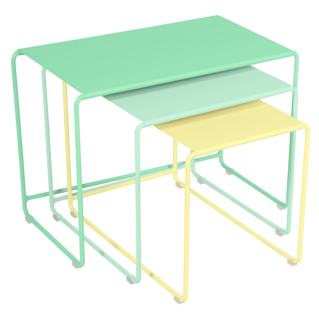 Fermob Oulala Trilogie de Tables basses Gigognes Vert opaline / Menthe glaciale / Citron givré