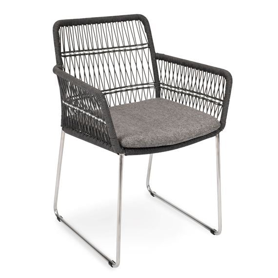 Fischer Möbel Filo Fauteuil repas, coussin en sus Acier Inoxydable