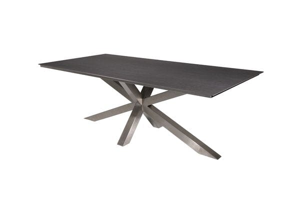 Geneva Table 210x100cm Plateau céramique et pied XX Inox brossé Anthracite 85W
