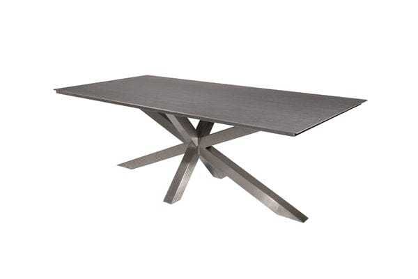 Geneva Table 210x100cm Plateau céramique et pied XX Inox brossé Gris clair 88W