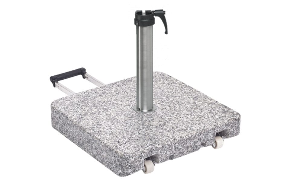 Glatz Socle en granit naturel Z, 40 kg, 45×45×8cm pierre naturelle, avec roulettes et poignée télescopique