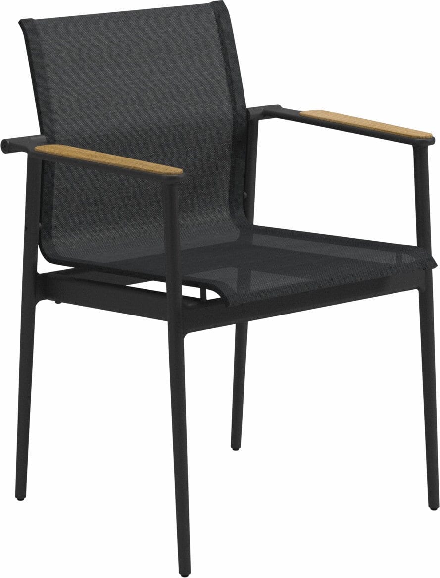 Gloster 180 Fauteuil repas avec accoudoirs en teck Meteor / Anthracite Sling