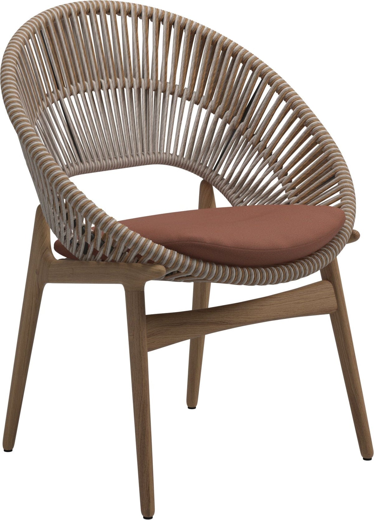 Gloster Bora Dining chair - Fauteuil repas Teck / Wicker Sorrel Grade B (WR) Blend Clay 0143