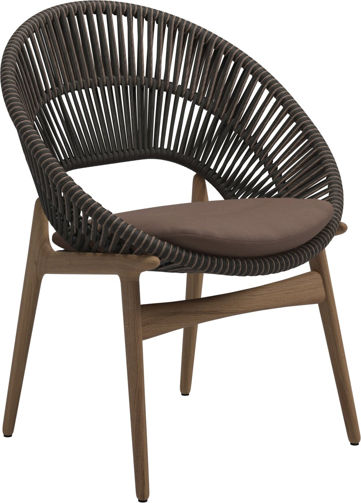 Gloster Bora Dining chair - Fauteuil repas Teck / Wicker Umber Grade B (OP) Fife Salmon 0045