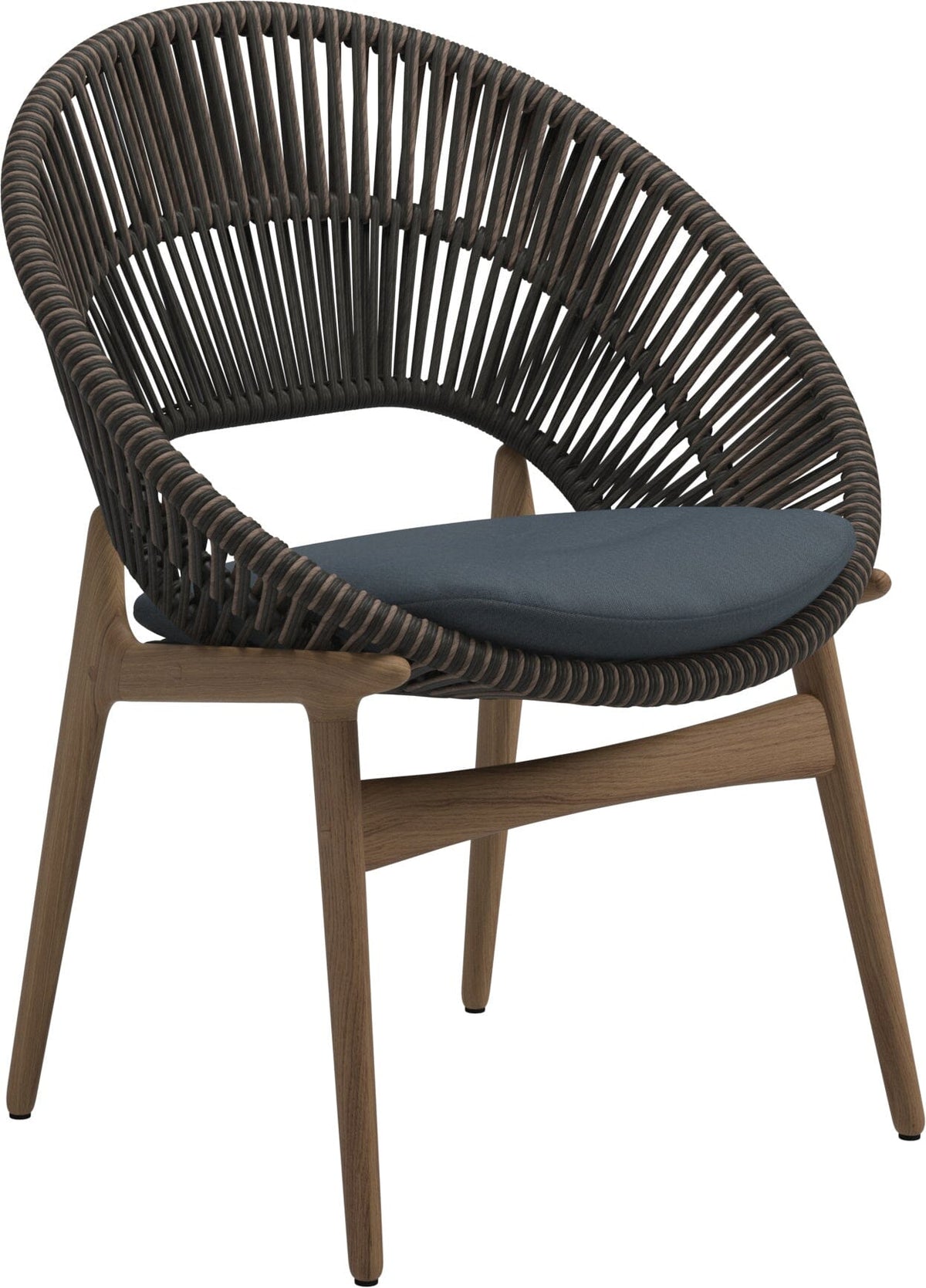 Gloster Bora Dining chair - Fauteuil repas Teck / Wicker Umber Grade D (ST) Tuck Denim 0157