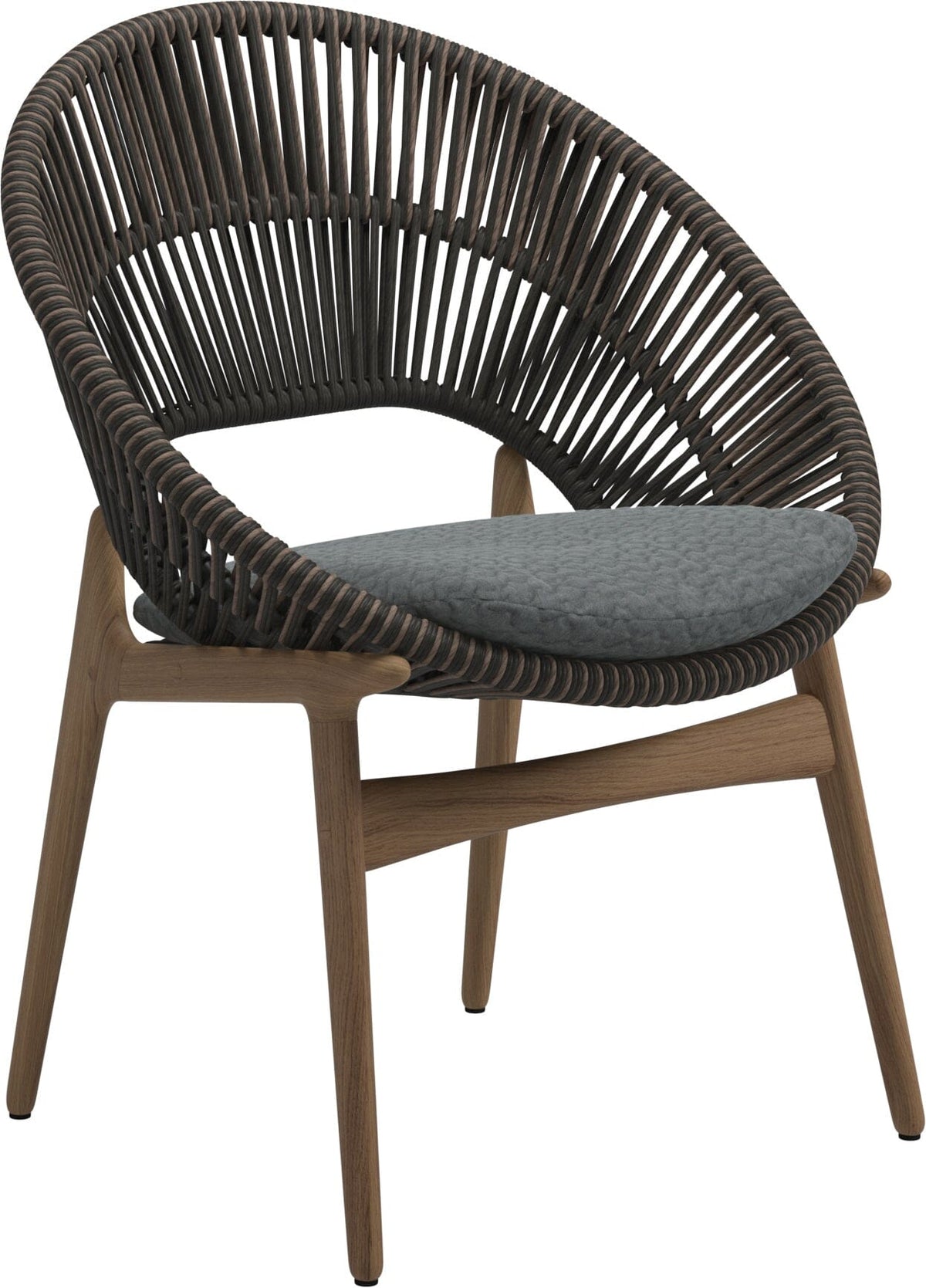 Gloster Bora Dining chair - Fauteuil repas Teck / Wicker Umber Grade D (ST) Wave Gravel 0159