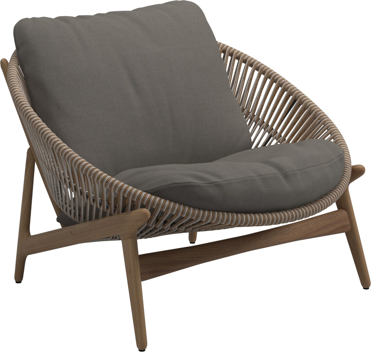 Gloster Bora Fauteuil bas Lounge Teck / Wicker Sorrel Grade B (OP) Fife Nickel 0039