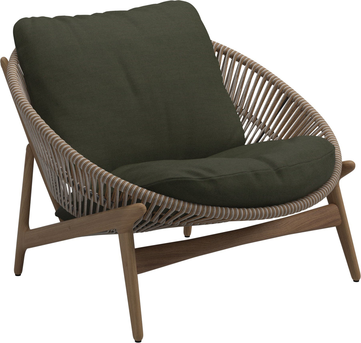 Gloster Bora Fauteuil bas Lounge Teck / Wicker Sorrel Grade B (OP) Fife Olive 0041