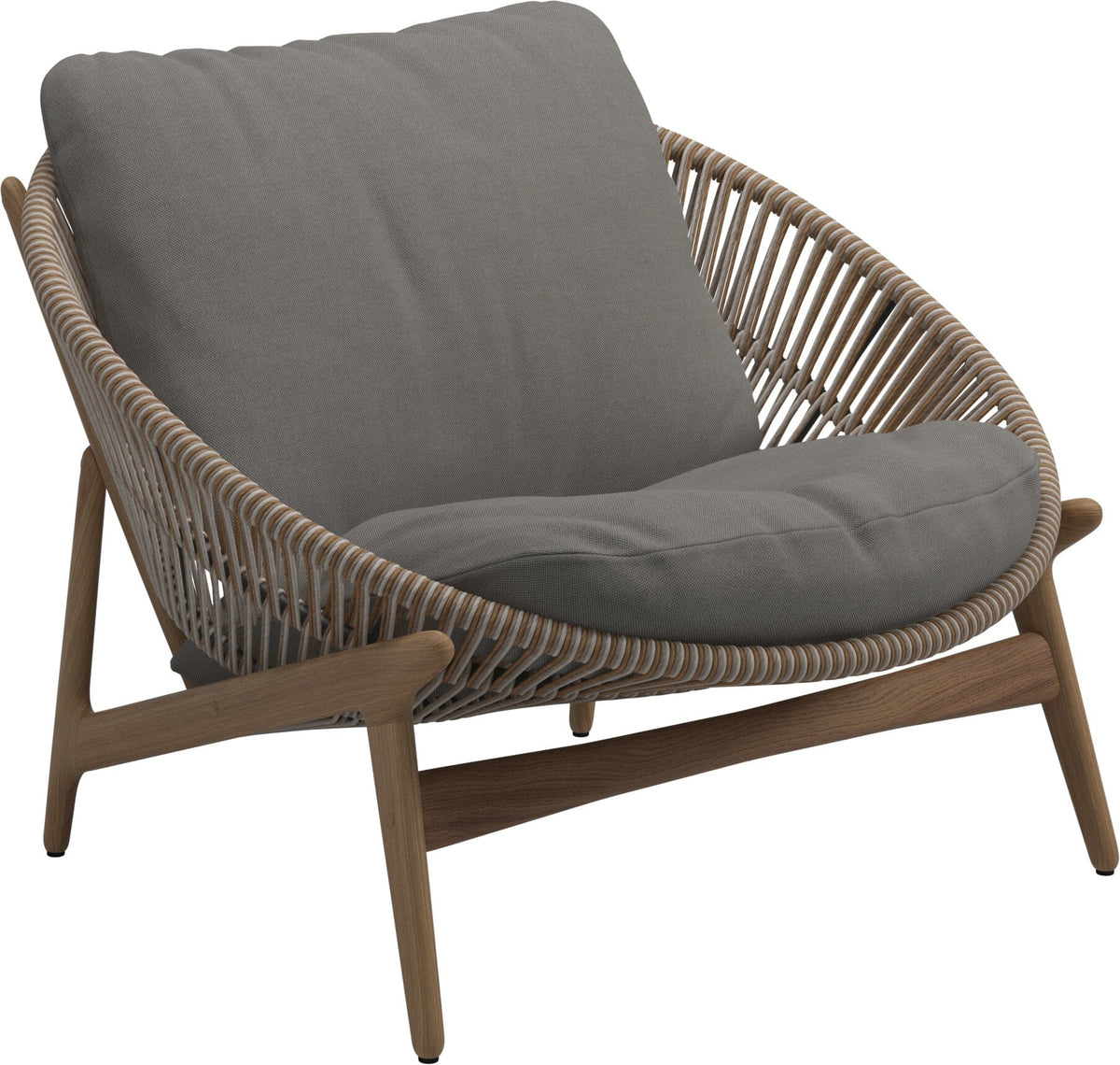 Gloster Bora Fauteuil bas Lounge Teck / Wicker Sorrel Grade B (OP) Fife Rainy Grey 0044