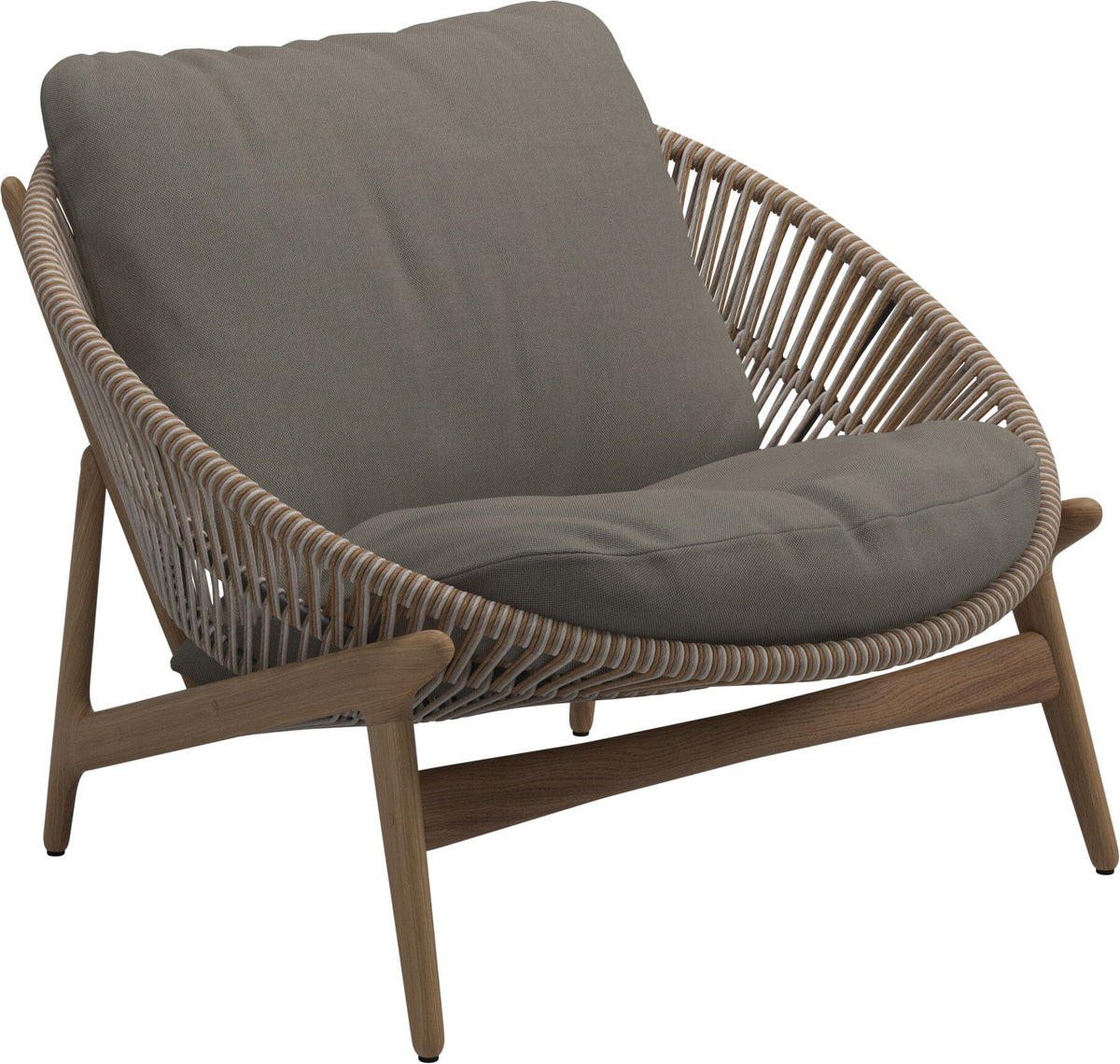 Gloster Bora Fauteuil bas Lounge Teck / Wicker Sorrel Grade B (OP) Fife Vesterhav Sand 0048