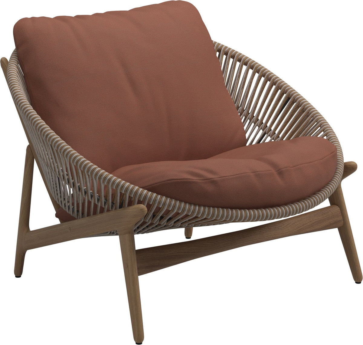 Gloster Bora Fauteuil bas Lounge Teck / Wicker Sorrel Grade B (WR) Blend Clay 0143