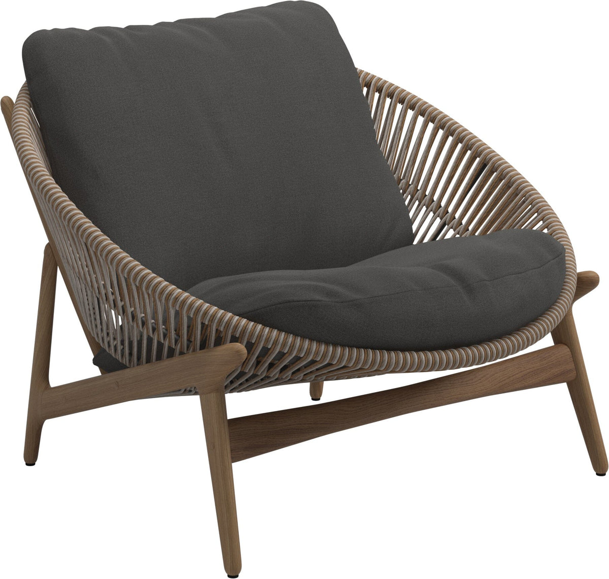 Gloster Bora Fauteuil bas Lounge Teck / Wicker Sorrel Grade B (WR) Blend Coal 0144