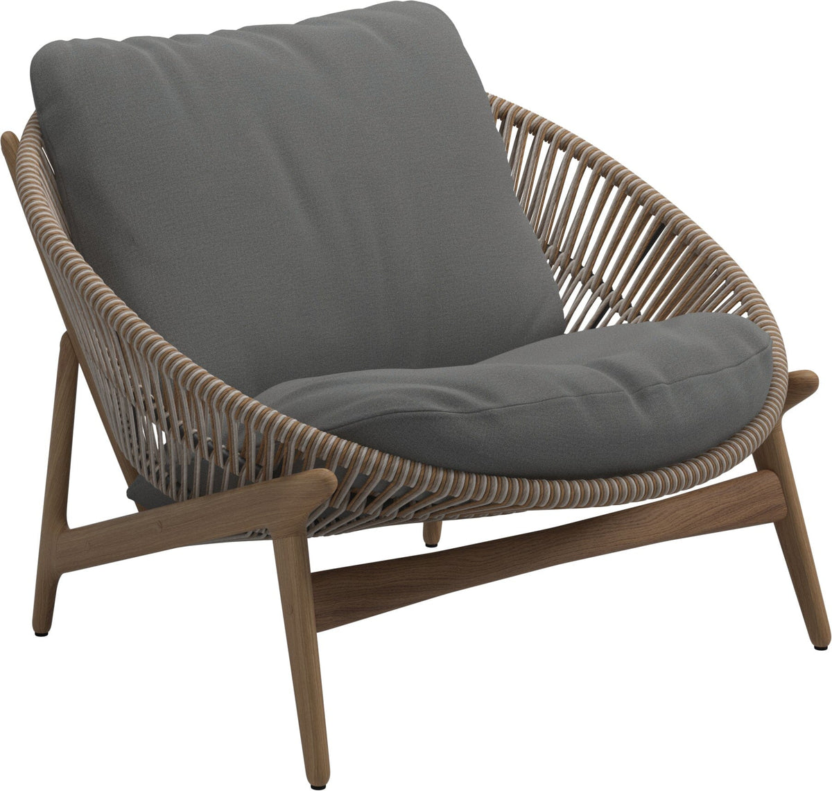 Gloster Bora Fauteuil bas Lounge Teck / Wicker Sorrel Grade B (WR) Blend Fog 0145