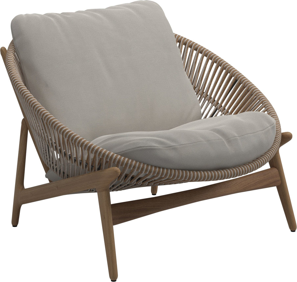 Gloster Bora Fauteuil bas Lounge Teck / Wicker Sorrel Grade B (WR) Blend Linen 0146